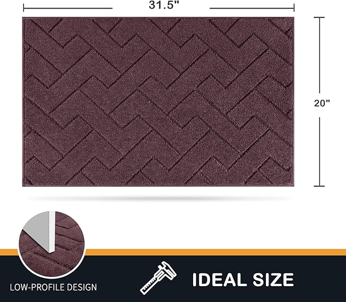 PURRUGS Dirt Trapping Door Mat 20" x 31.5", Non-Slip Machine Washable Entry Rug, Dog Doormat, Indoor Front Door Mat, Super Absorbent Entryway Rug for Muddy Shoes & Paws, Burgundy Red