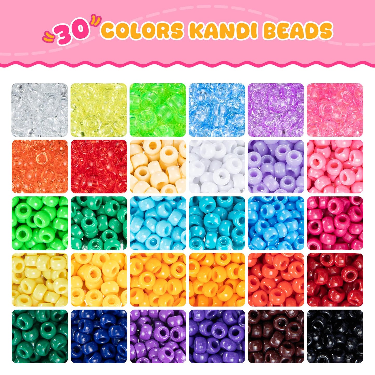 Simetufy 10000Pcs Pony Beads Bulk, 30 Colors Rainbow Kandi Beads for Hair Braiding Bracelet Making Kandi Jewelry Key Chains DIY Crafts Gifts Christmas Gifts (5.73lb, Stack Box)