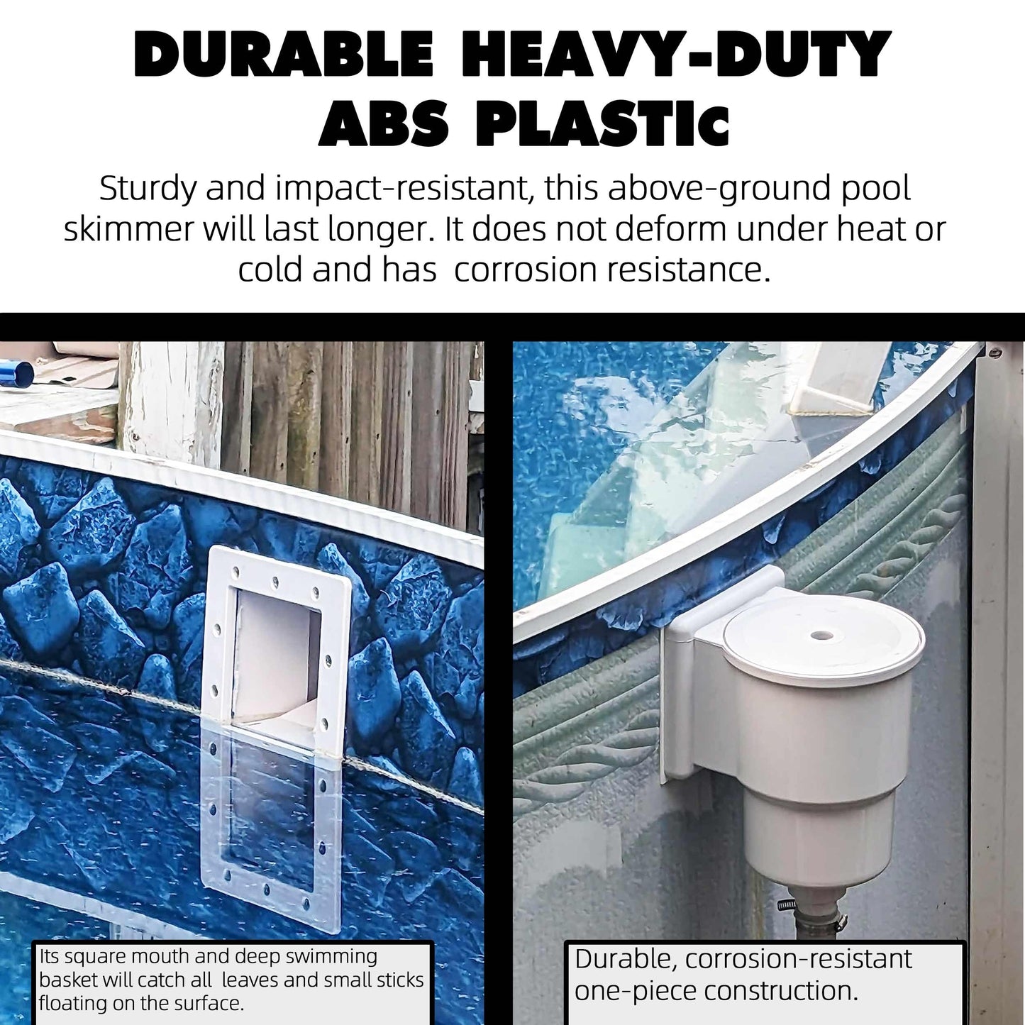 TonGass (Complete Set Universal Fit Above Ground Pool Skimmers (White) Pool Skimmer Accessory Kit ABS Plastic Thru-Wall Skimmer with Accessories Opening Width 6" Fits All Standard Pools Wall Cutouts
