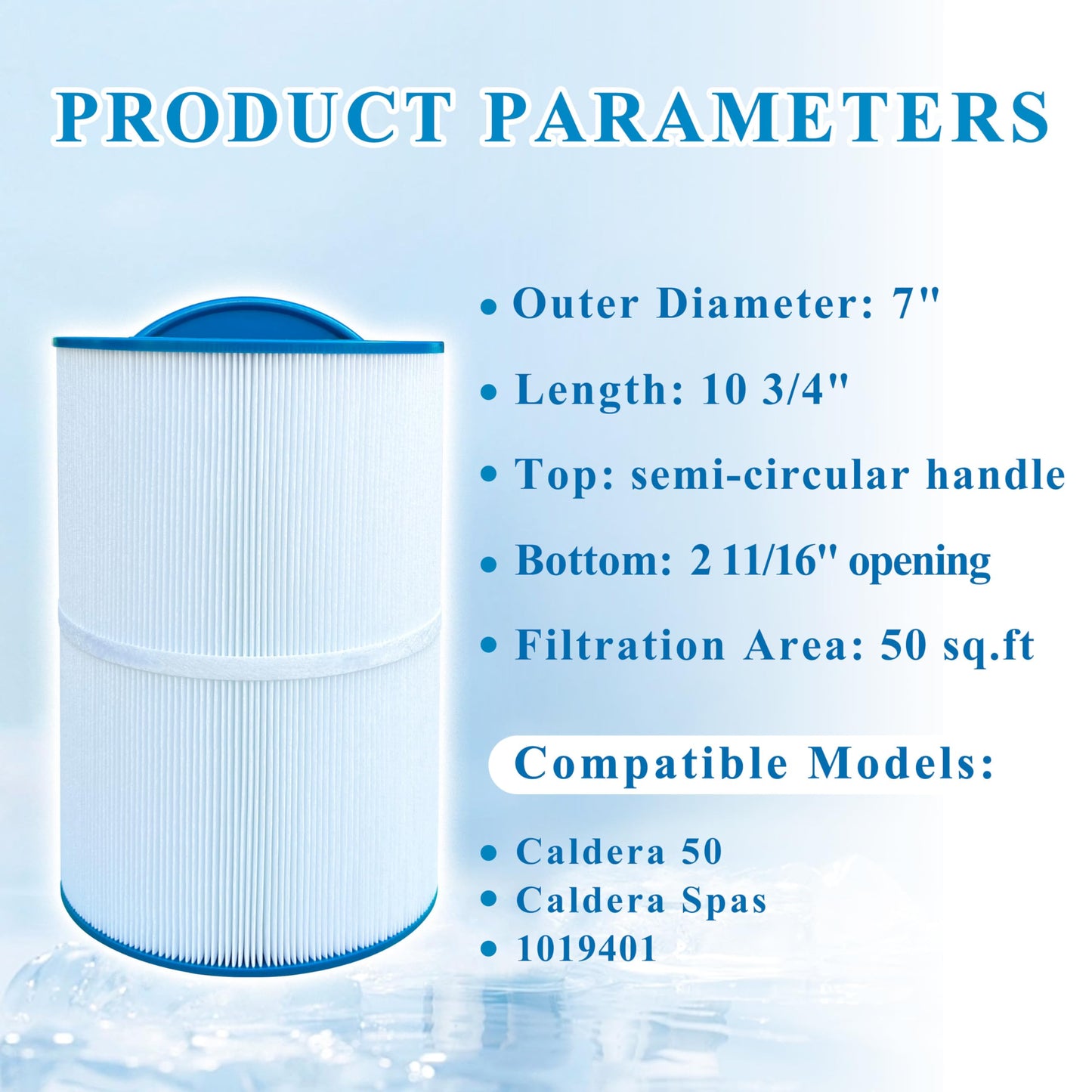 Chryseos Spa Filter Compatible with C-7350, PCD50N, FC-3963, Caldera 50, 1019401, 73532, 50 sq.ft., 1 Pack