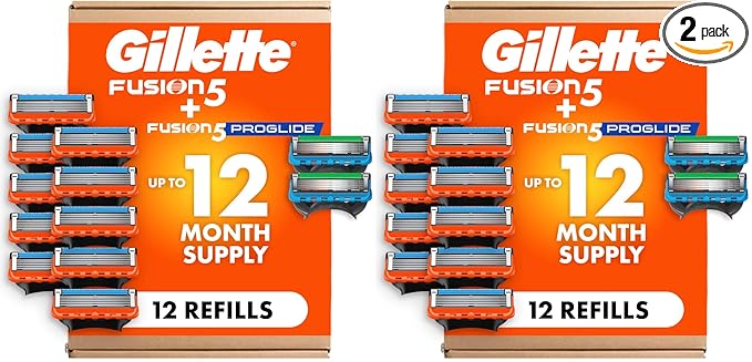 Gillette Fusion5 and ProGlide Men's Razor Blade Refills, 5-Blade Cartridges, Variety Pack, 12 Count (Pack of 2)