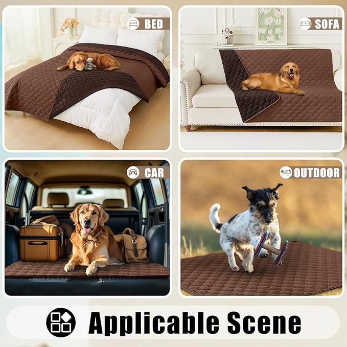 Smiry Waterproof Dog Bed Cover Blanket, Soft Reversible Pet Blanket, Washable Leakproof Cats Dogs Couch Cover for Sofa, Couch, Furniture (68x82 Inch, Brown/Chocolate)