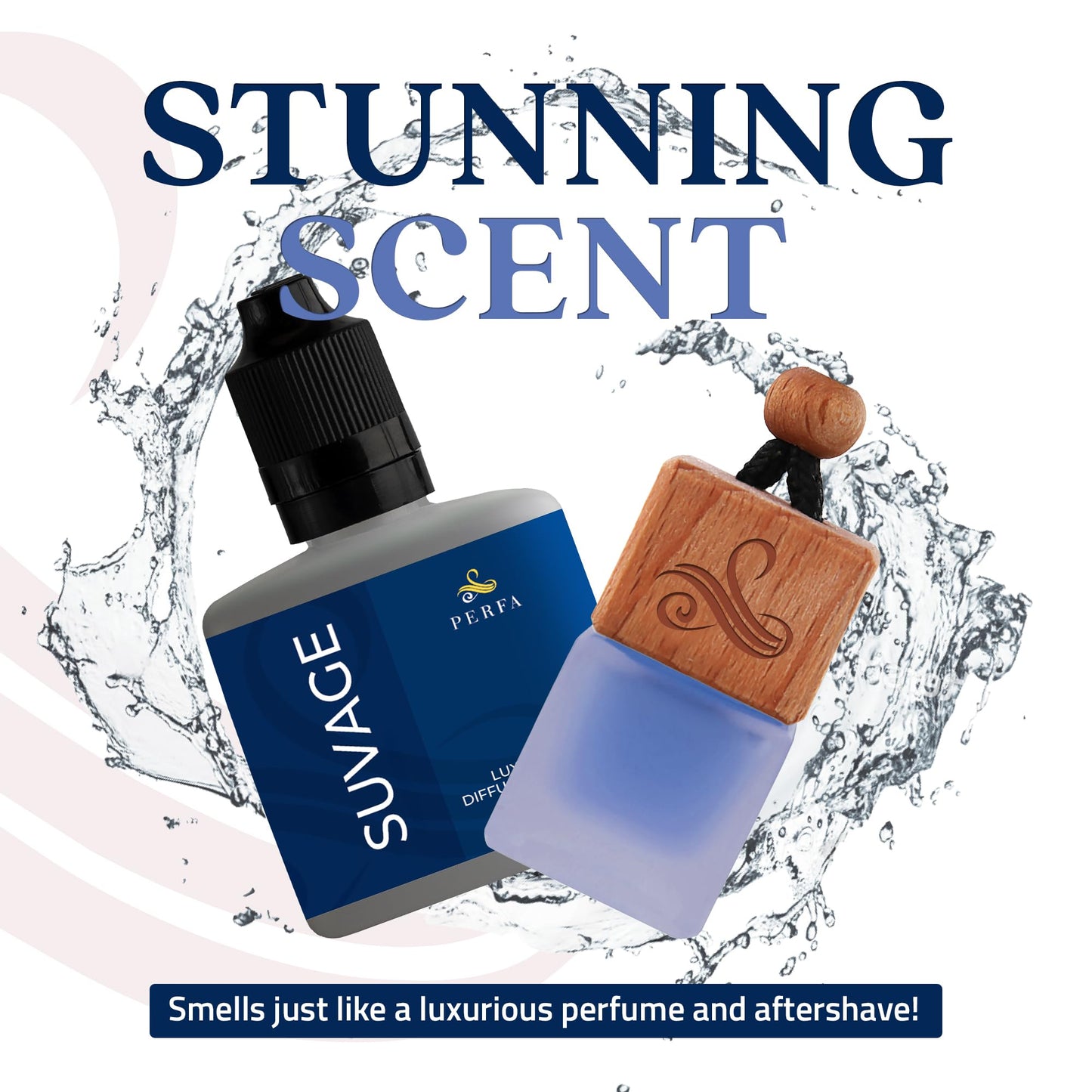 Solvère Gift Set with Refill Bottle | Automotive Air Fresheners with Solvère Fragrance | Strong Car Perfume | Odour Eliminating Car Air Fresheners by Perfa