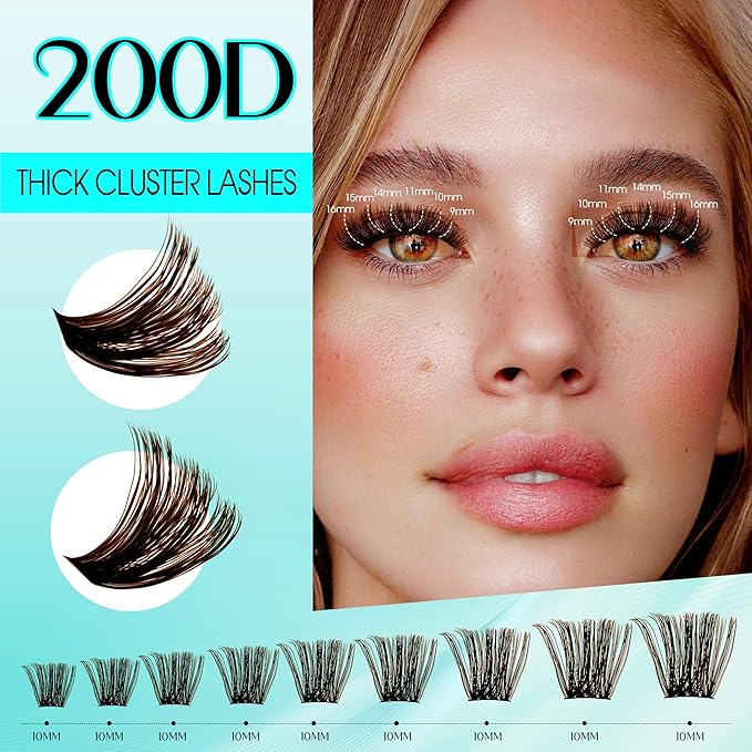 Brown Lash Clusters 280PCS Eyelash Clusters Natural Looking Individual Lash Extenison Fluffy Cluster Lashes DIY Lashes at Home by GEMERRY（200P-10-18mm-Brown)