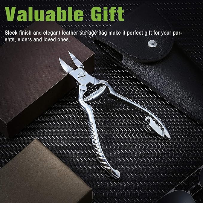 BEZOX Heavy Duty Podiatrist Toenail Clippers for Thick and Ingrown Nails, Stainless Steel Toe Nail Clipper, Pordiatry Ingrwon Toenail Tools - Silver