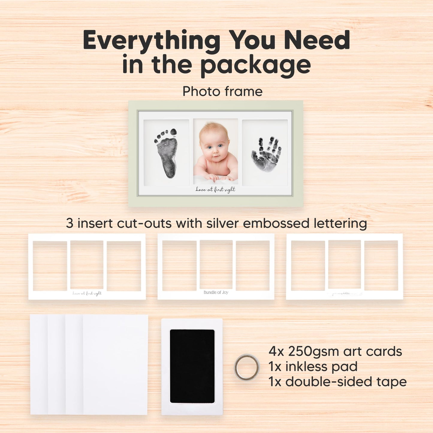 KeaBabies Inkless Hand and Footprint Kit, Boy, Girl, Newborn Keepsake - No Mess Ink Pad for Baby Handprint, Clean Touch Paw Print Kit for Dog, Baby Shower Gifts for New Mom First Mother's Day (Sage)