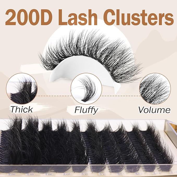 Full Volume Eyelash Clusters DIY Lash Extension 10-18MIX D-Curly Lash Clusters 200D Wispy Individual Lashes Extensions Clusters Eyelashes DIY Lash for Beginners by Focipeysa