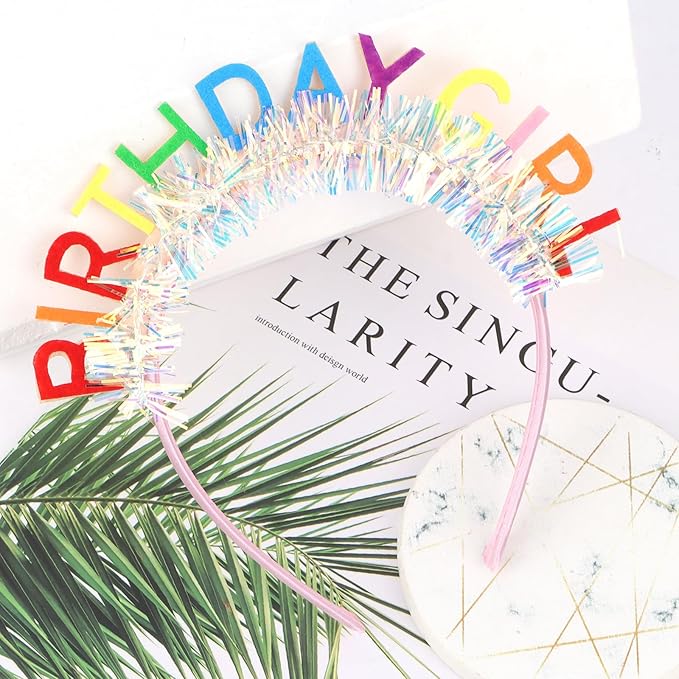 CIEHER Birthday Girl Headband Birthday Decorations Multi-colored