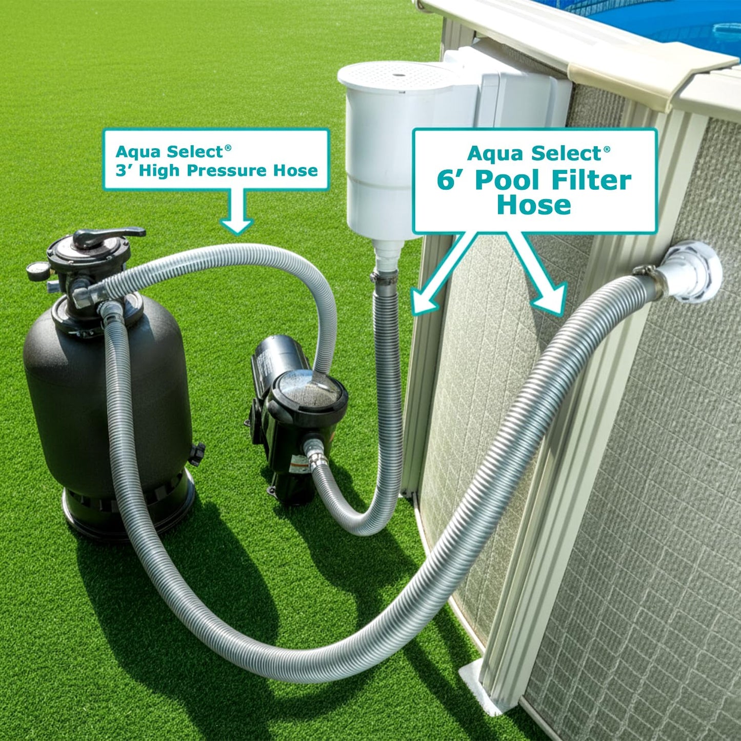 Aqua Select 1-1/2" x 12' Foot Durable and Flexible Pool Filter Connection Hose | Connect Your Pool Filter Vacuum Hose to Your Pool Filter Vacuum for Above Ground Pools
