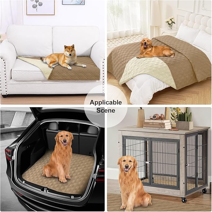 Smiry Reversible Waterproof Couch Covers for Sofa, Washable Dogs Pet Couch Covers for 3 Cushion Sofa Pet Friendly, Water Resistant Furniture Protector Slipcover, Geometric (40"x50", Camel/Beige)