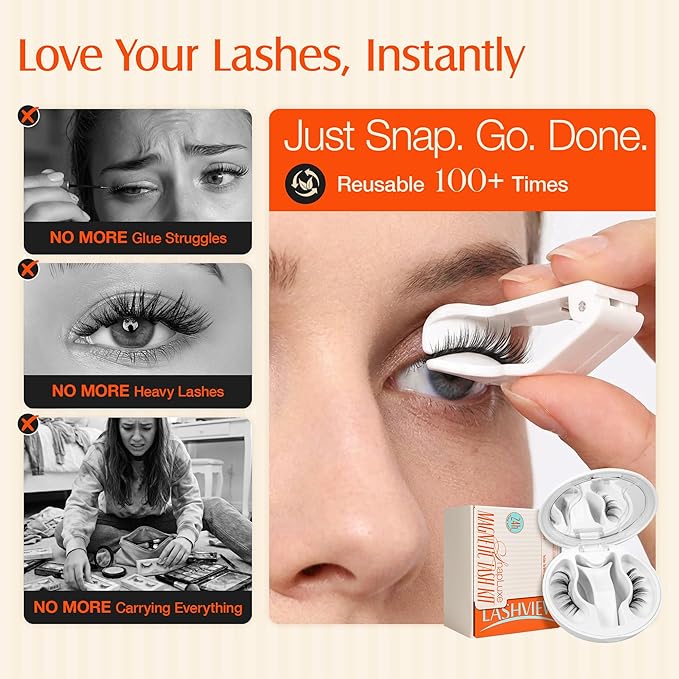 LASHVIEW Upgrade Magnetic Eyelashes with Applicator Soft Magnetic Eyelashes Natural Look Reusable No Glue Needed Easy to Wear and Remove (YT48)