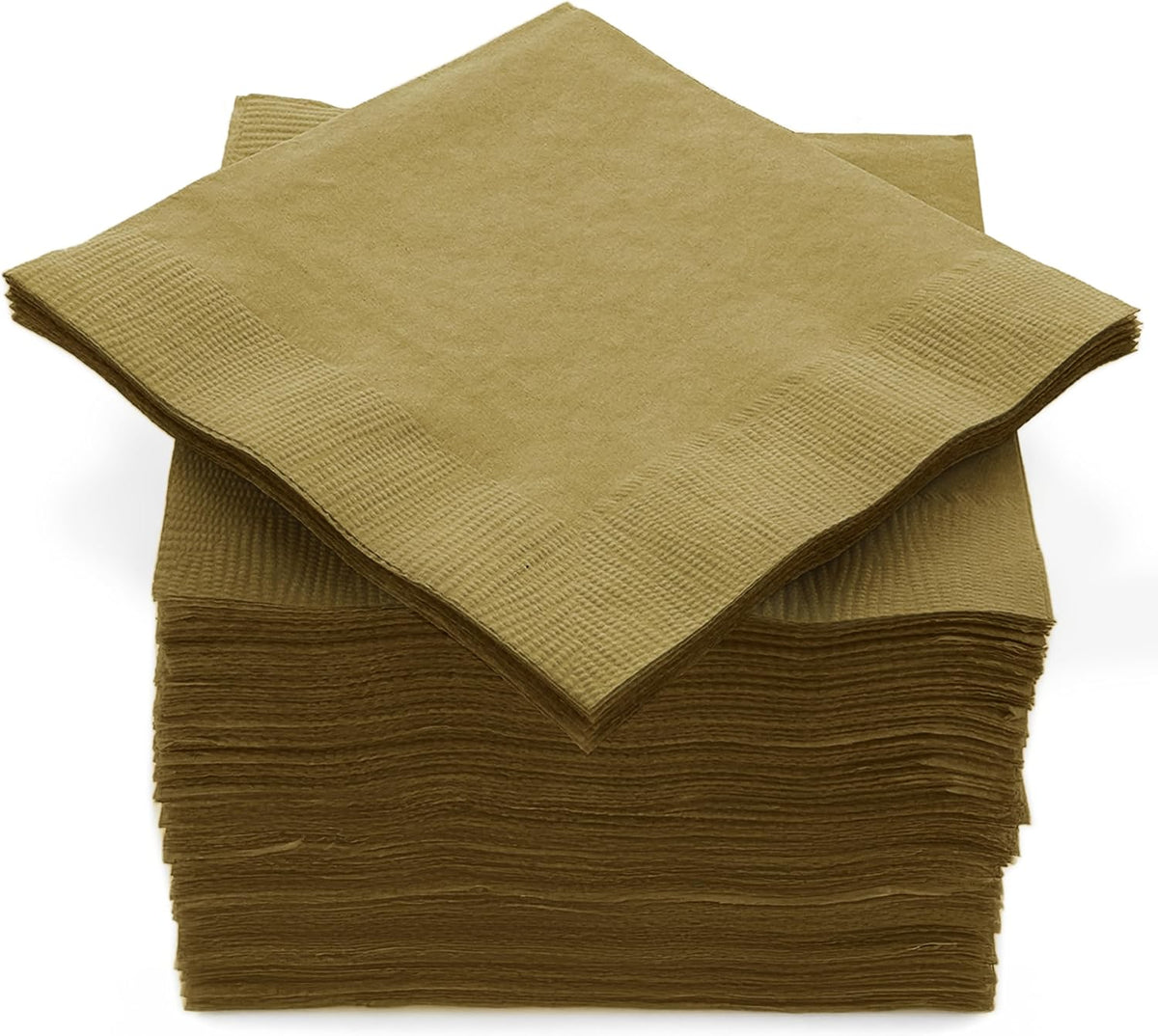 100 Pack Gold Beverage Napkins, Big Party Pack, 2 Ply, Ideal for Wedding, Party, Birthday, Dinner, Lunch, Cocktails. (5” x 5”) by Amcrate