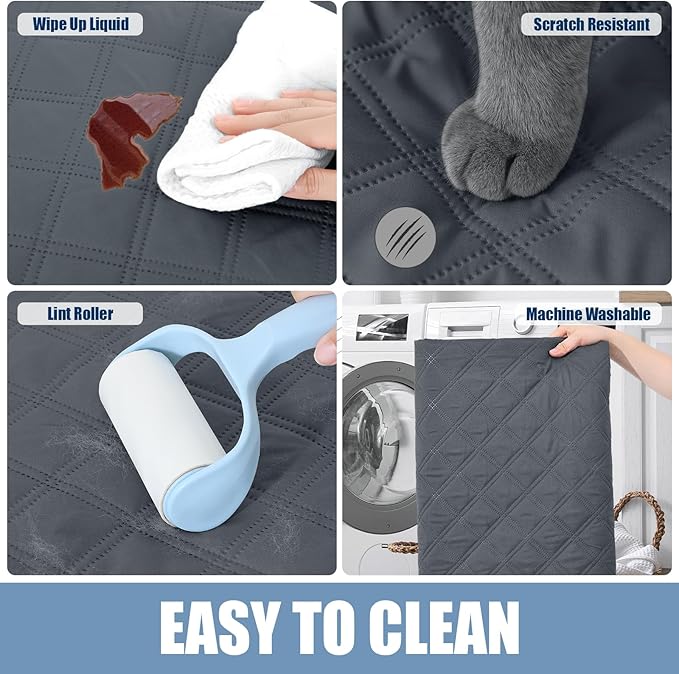 Smiry Waterproof Dog Bed Cover Pet Blanket, Soft Washable Dog Blanket for Furniture Bed Couch Sofa Reversible, Checkered (82"x102", Dark Grey/Black)