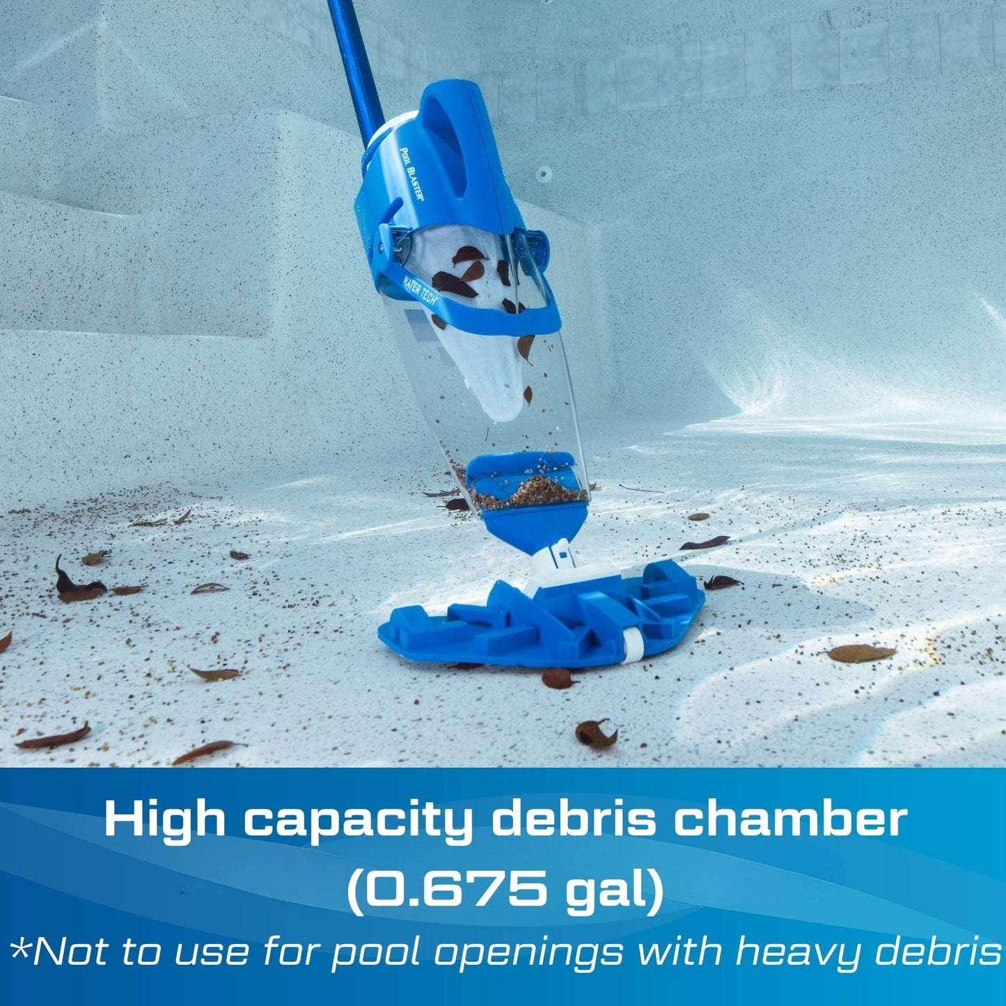 POOL BLASTER Centennial Cordless Pool Vacuum w/Pole Set - XL Debris Capacity & Advanced Filtration, Handheld Rechargeable Pool Cleaner for Sand, Silt & Leaves in Inground & Above Ground Pool