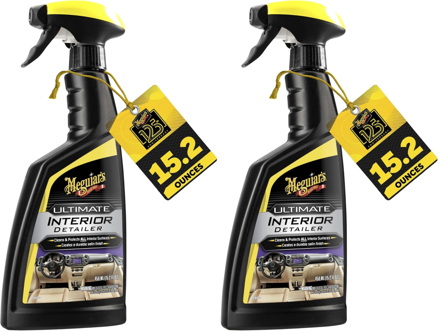 Meguiar's G16216 Ultimate Interior Detailer, Protects Interior Surfaces from Dirt & Grime, Leaves Your Surfaces Protected from UV Rays & Giving It a Lasting FinishSpray Bottle, 15.2 Oz (Pack of 2)