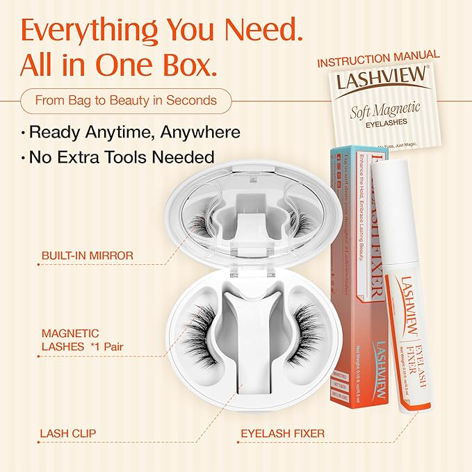 LASHVIEW Upgrade Magnetic Eyelashes with Applicator Soft Magnetic Eyelashes Natural Look Reusable No Glue Needed Easy to Wear and Remove (YT15)
