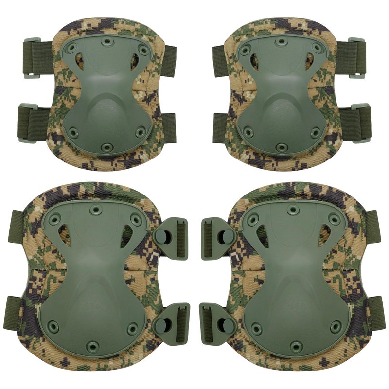 Qavctw Tactical Knee and Elbow Pads Set Protective Gear Knee Pads for Outdoor Sports Combat Paintball CS Cycling Skateboarding Skate Safety Guards Pads