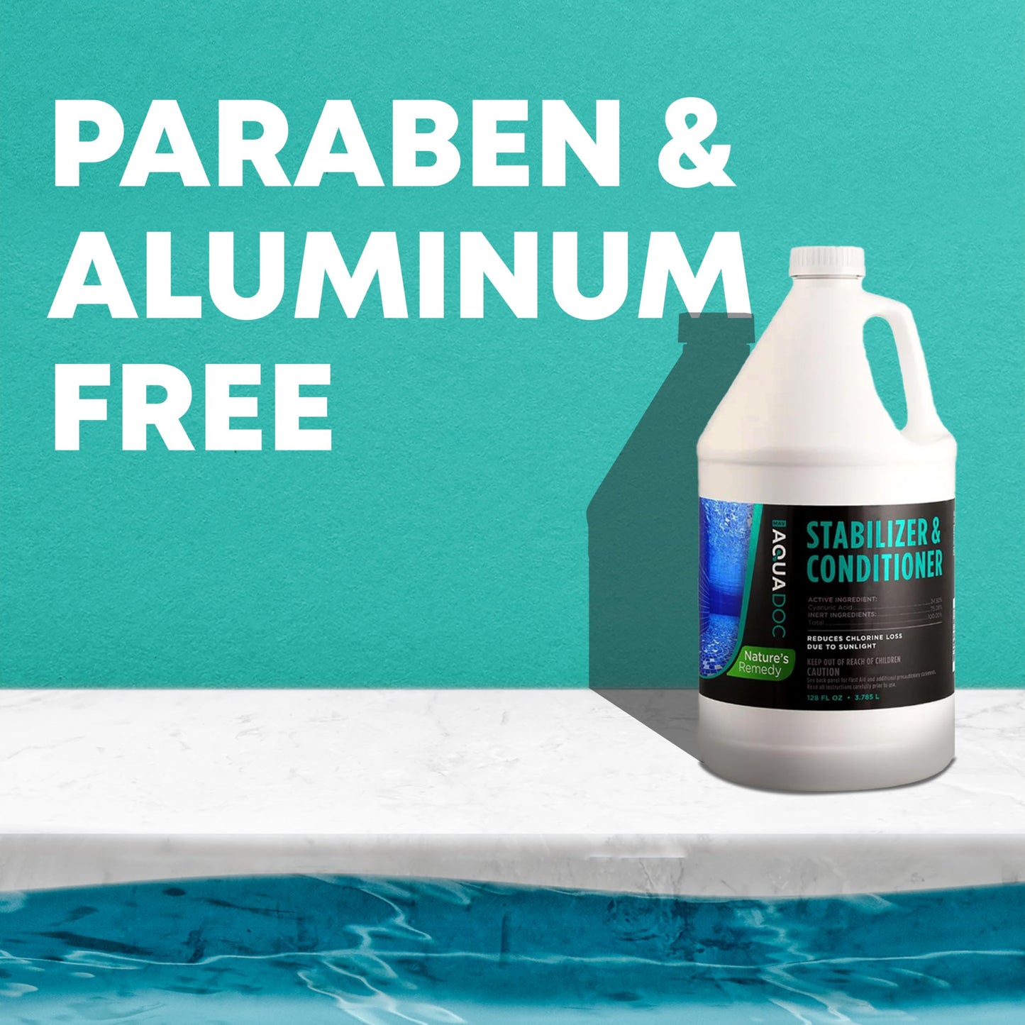 Pool Stabilizer and Conditioner for Swimming Pools - Maximum Strength Swimming Pool Conditioner and Cyanuric Acid for Pools - Helps with Pool Water Evaporation - AquaDoc Pool Supplies