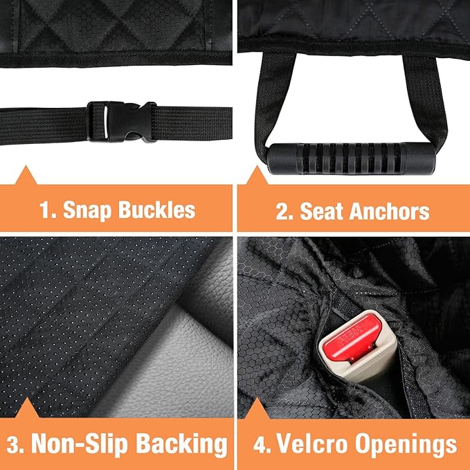 PETICON Waterproof Scratchproof Pet Bench Seat Covers for Cars, Trucks, SUVs, Nonslip Durable Back Seat Cover for Dogs, Washable Backseat Protection