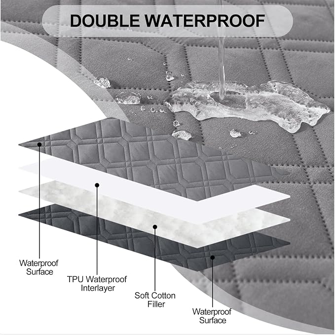 Smiry Reversible Waterproof Couch Covers for Sofa, Washable Dogs Pet Couch Covers for 3 Cushion Sofa Pet Friendly, Water Resistant Furniture Protector Slipcover, Geometric (30"x70", Grey/Dark Grey)