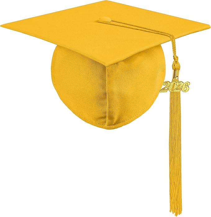 Graduation Cap with 2026 Tassel Year Charm Black Graduation Cap for High School & Bachelor