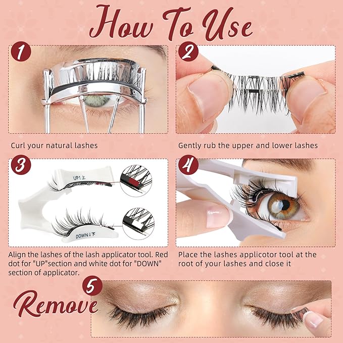 Higu clace Magnetic-Eyelashes 2 Pairs Magnetic Eyelashes with Applicator Soft Eyelashes Magnetic Lashes Natural Look Wispy pestaÃÂ±as magnÃÂ©ticas Without Eyeliner Easy to Wear and Remove(H+I01)