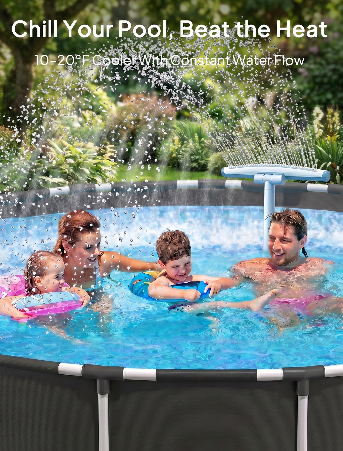 [Patented] POOLHOUR 2026 Upgrade Height Pool Fountain for Above Gound and Inground Pools, Adjustable Pool Sprinkler Fountain, Wide Width Spray Pool Waterfall, Cooling Swimming Pool Accessories