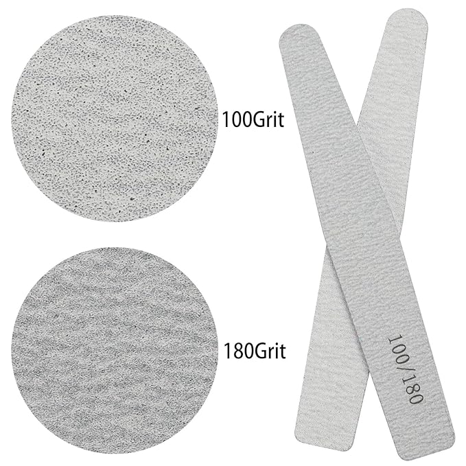 BTYMS 25Pcs 100/180 Grit Nail Files - Double Sided Emery Boards for Acrylic & Natural Nails, Salon Grade Manicure Tools