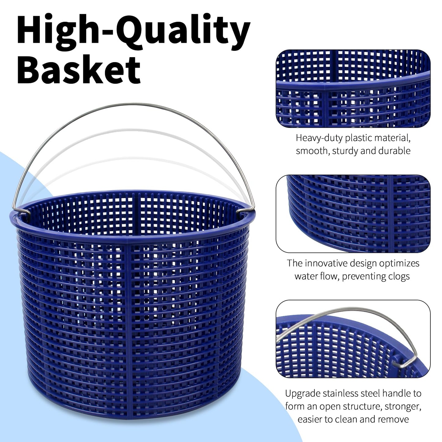 Pulems Pool Skimmer Basket Replacement for Hayward SPX1082CA & Aladdin B-152 Skimmers, Skimmer Basket for Inground Pool Replace SP1083 SP1084 1085 1086 SP1075 Baskets - Upgrade Basket with Handle