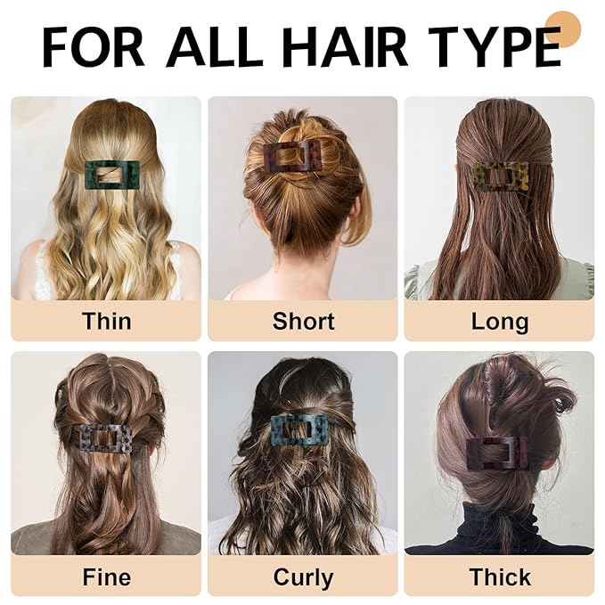 8 Pack French Flat Hair Clips for Women – Large Matte No-Slip Claw Barrettes for Thick & Thin Hair, Strong Hold Styling Accessories (Leopard)
