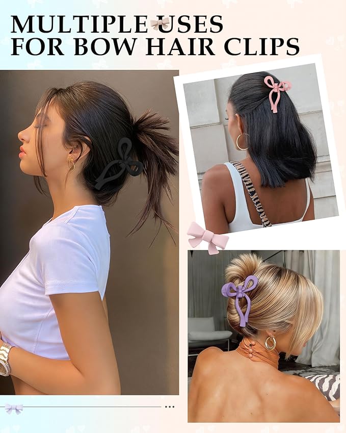4 PCS Bow Hair Clips for Women Bow Claw Clip 5" Extra Large Hair Claw Clips for Thick and Long Hair Cute Bows Big Clip