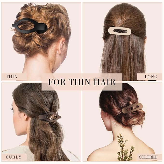 obeoby 8 Pcs Flat Hair Clips, Neutral Color Flat Claw Clips 2 Styles Hair Claws for Women Girls Medium Hair Volume French Hair Barrettes Accessories Easter Basket Stuffers Gifts