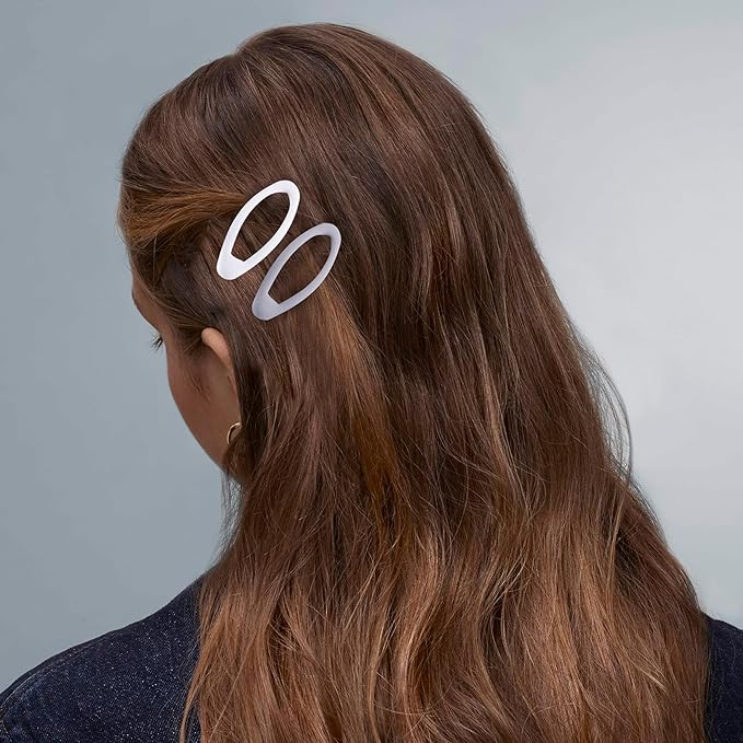 20PCS Oval Metal Snap Clips for Women No Slip Small Barrettes for Thin Fine Hair,Matte Black Gray White