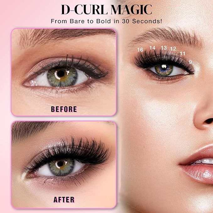Lash Clusters Kit, DIY Cluster Eyelash Extensions 9‑16mm, 30D+40D, 280pcs Fluffy D Curl Natural Lashes with Bond & Seal,Remover,Tweezers,Brush–Fake Cat Eye Wispy Individual Clusters(MIX1-1-L)