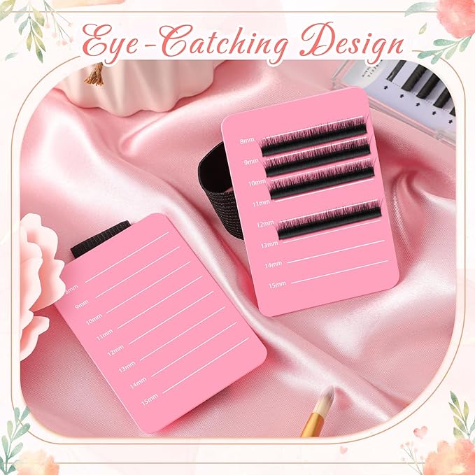 Patelai 4 Pieces Lash Holder Eyelash Extension Hand Pallet Tray Tools with Adjustable Wrist Strap Adjustable Lash Tray Strip Palette One Size Fits Most Eyelash Extension Holder(8-15 mm,Pink)
