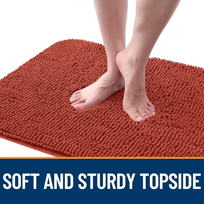 OLANLY Dog Door Mat for Muddy Paws 47x20, Absorbs Moisture and Dirt, Absorbent Non-Slip Washable Doormat, Quick Dry Chenille Mud Mat for Dogs, Entry Indoor Entryway Carpet for Inside Floor, Maple Red