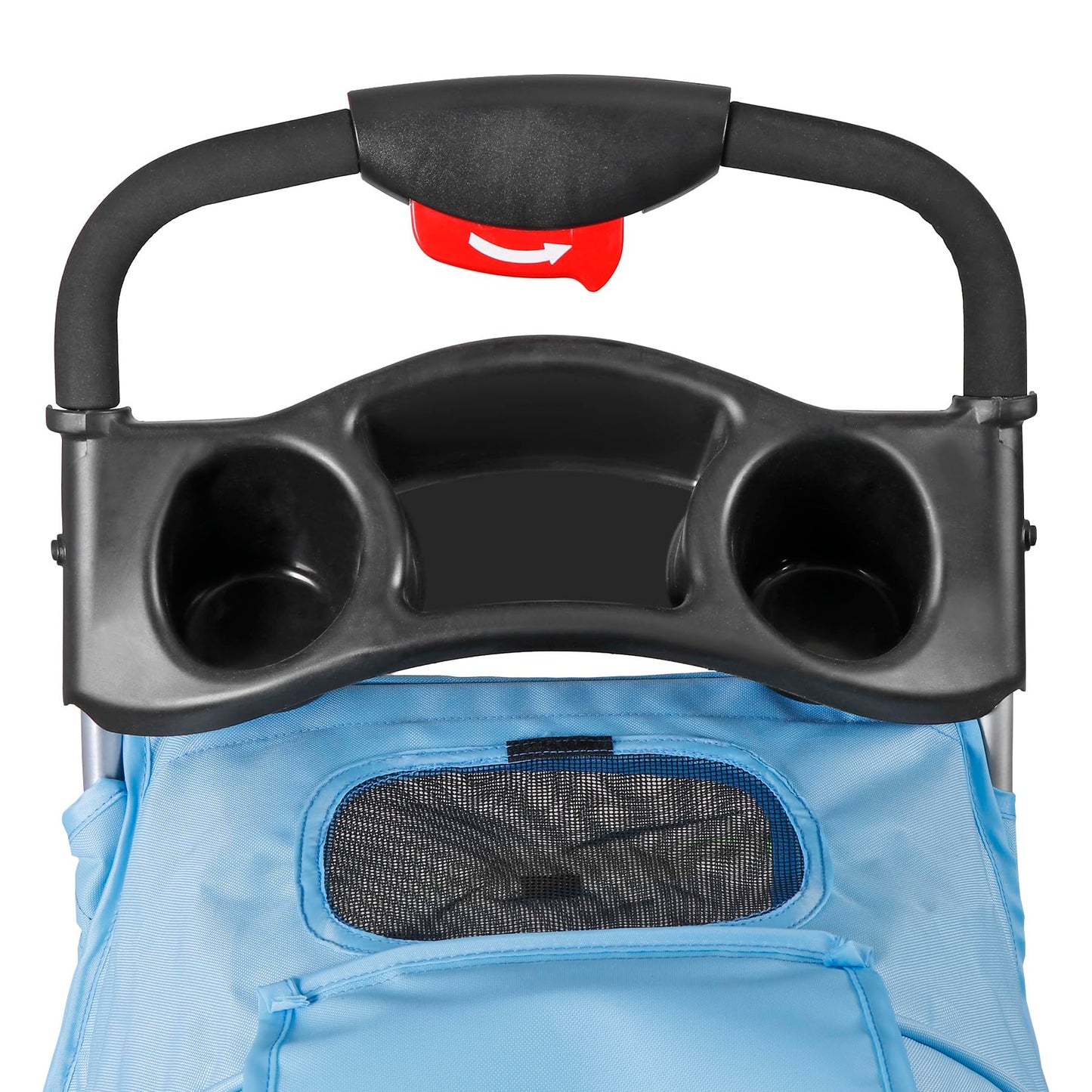 ZENY Foldable Pet Stroller, Cat/Dog Stroller with 3 Wheel, Pet Strolling Cart, Dog Travel Carrier with Storage Basket + Cup Holder (Blue)
