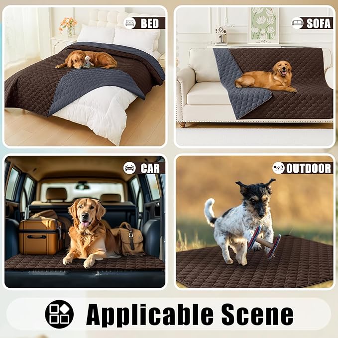 Smiry Waterproof Dog Bed Cover Blanket, Soft Reversible Pet Blanket, Washable Leakproof Cats Dogs Couch Cover for Sofa, Couch, Furniture (30x70 Inch, Chocolate/Dark Grey)