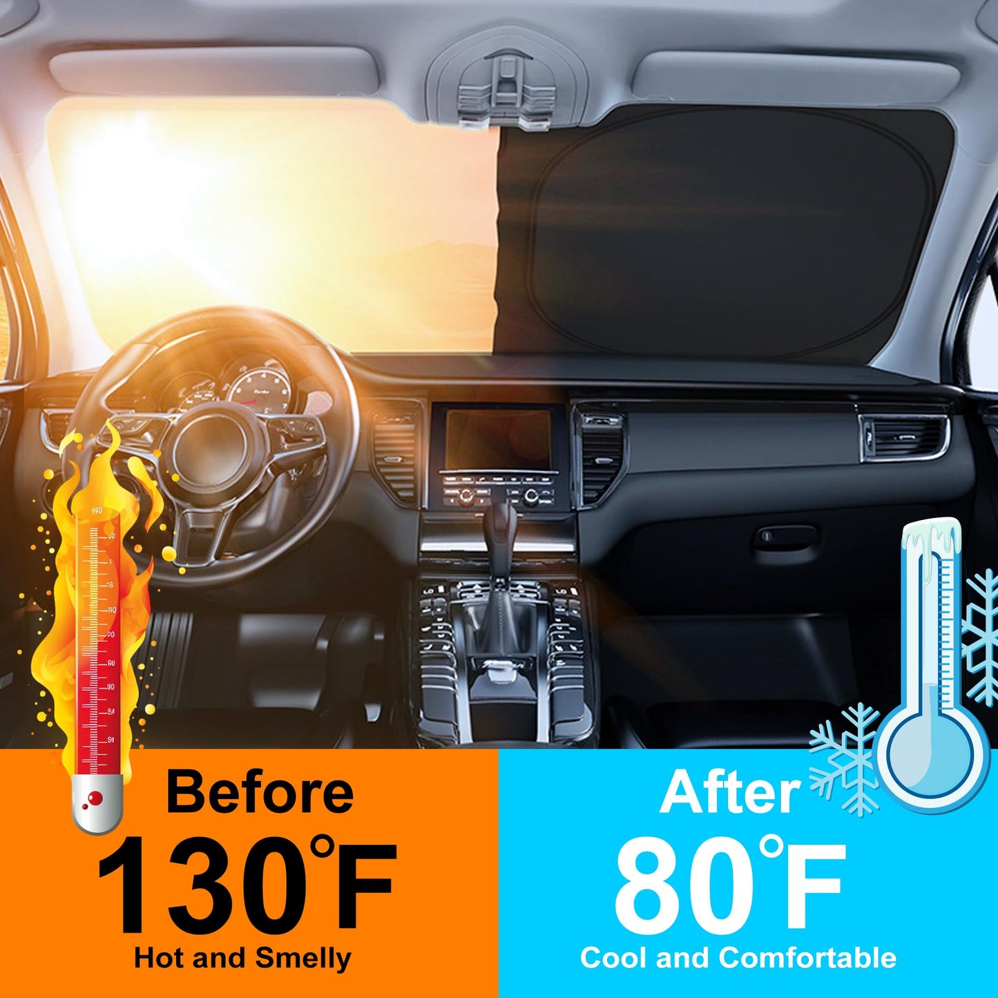 Windshield Sun Shade Compatible with 2017 2018 2019 2020 2021 2022 Honda CRV CR-V Accessories Window Sunshade Sun Visor Protector Keep Car Cooler