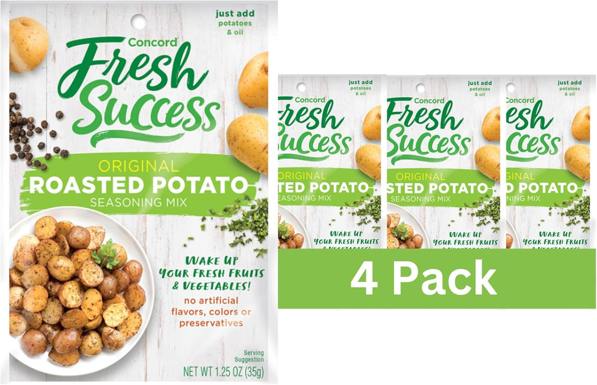 Concord Foods Original Roasted Potato Seasoning Mix: Elevate Your Potatoes with Spices, Garlic, and Herbs - Simply Mix, Bake, and Serve for Flavorful Potatoes (1.25 Oz Pack of 4)