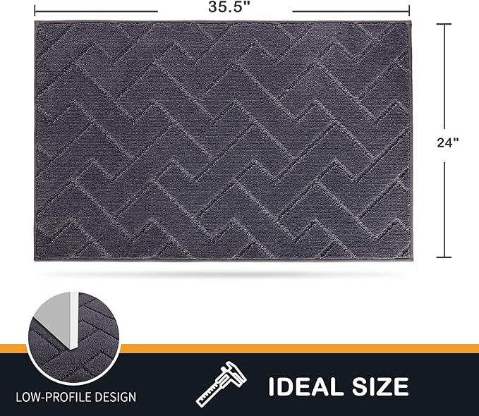 PURRUGS Dirt Trapping Door Mat 24" x 35.5", Non-Slip Machine Washable Entry Rug, Dog Doormat, Indoor Front Door Mat, Super Absorbent Entryway Rug for Muddy Shoes & Paws, Grey