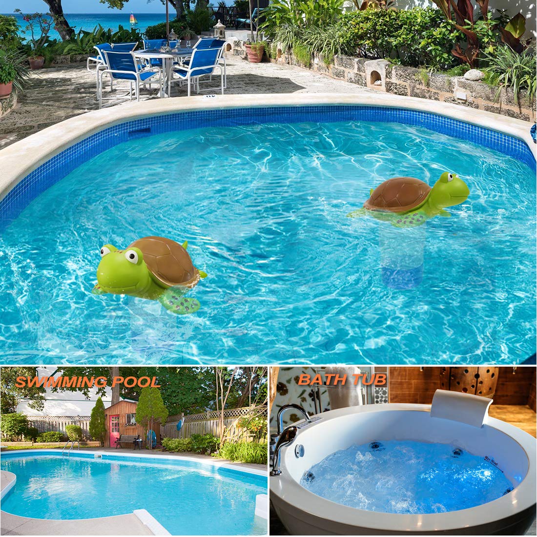 Blufree Chlorine Floater, Floating Chlorine Dispenser for Pools, Cute Turtle Pool Chlorines Floater, Large Capacity Chlorines Pool Floater w/Adjustable Release