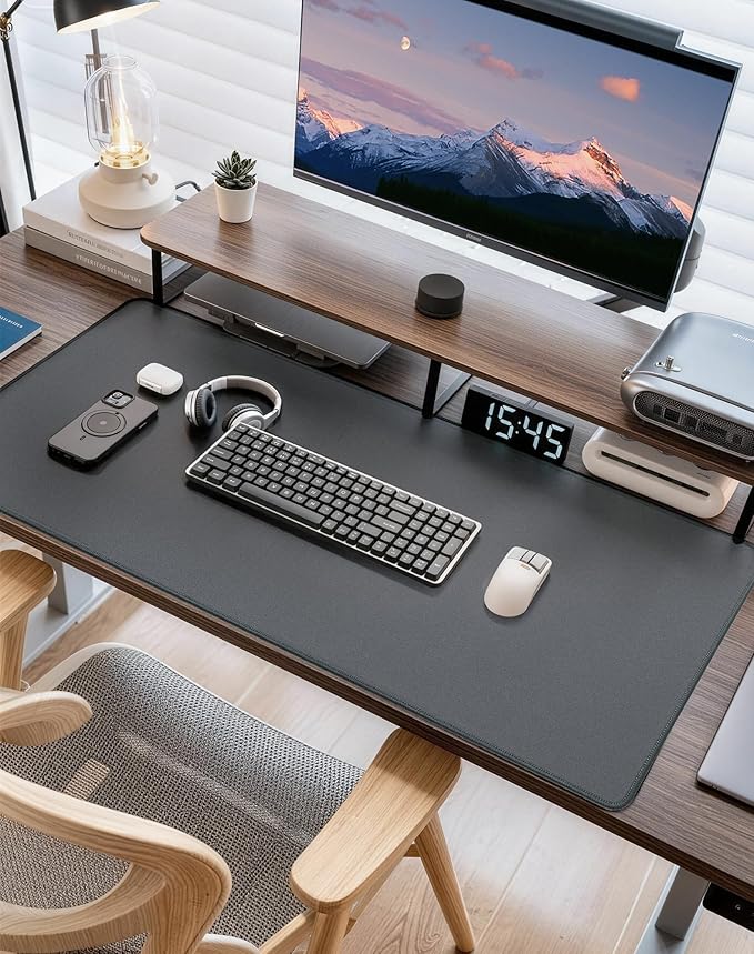 Waterproof Large Gaming Mouse Pad with Durable Stitched Edges, Non-Slip Rubber Base, Grainy Jacquard Mouse Mat Desk Pad for Home Office Gaming, 31.5''x11.8''x0.12'', Matte Gray