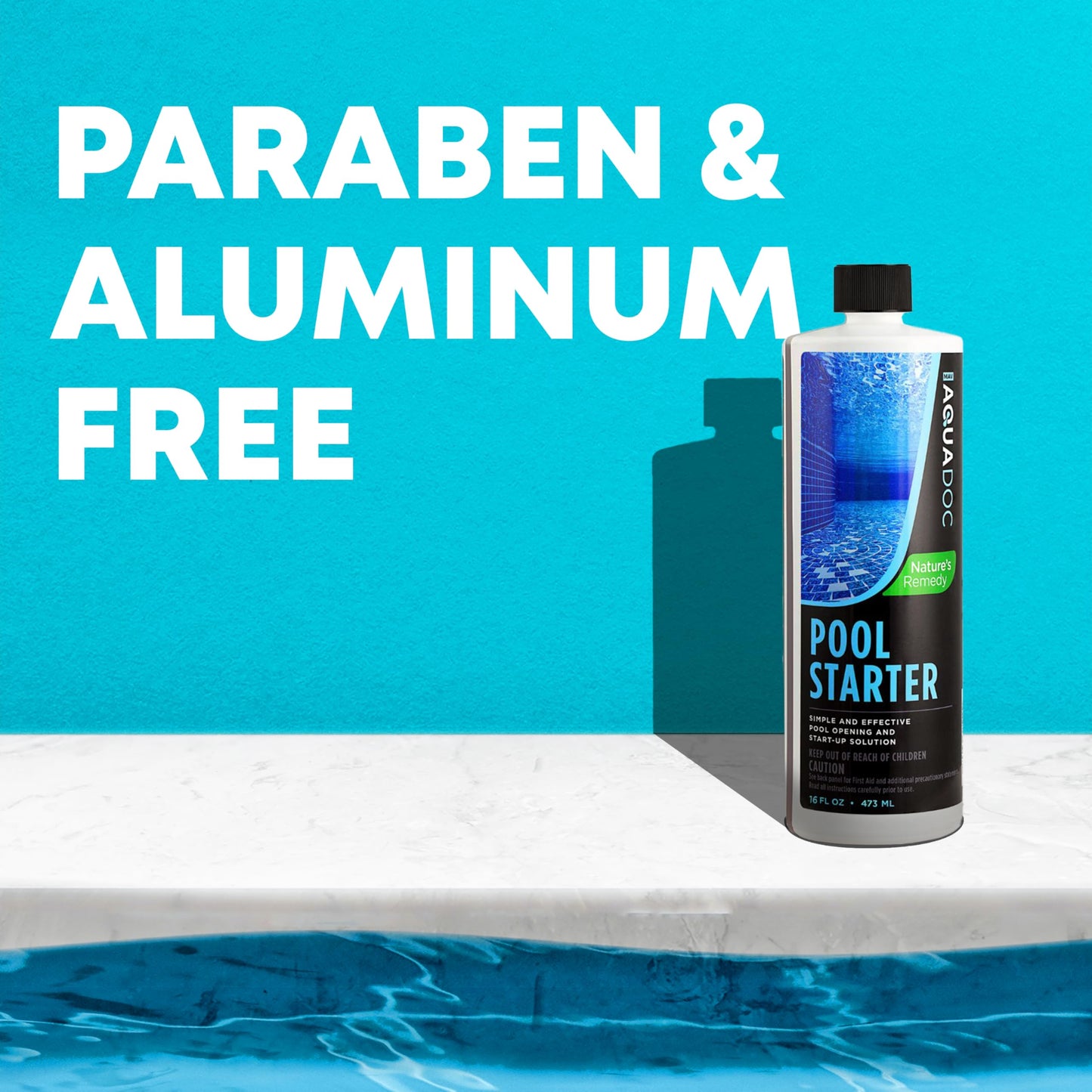 AquaDoc Saltwater Pool Starter Enzyme Treatment - 16 oz Treats up to 15,000 Gallons - Saltwater Pool Opening Chemical for Above Ground and Inground Pools - Made in USA