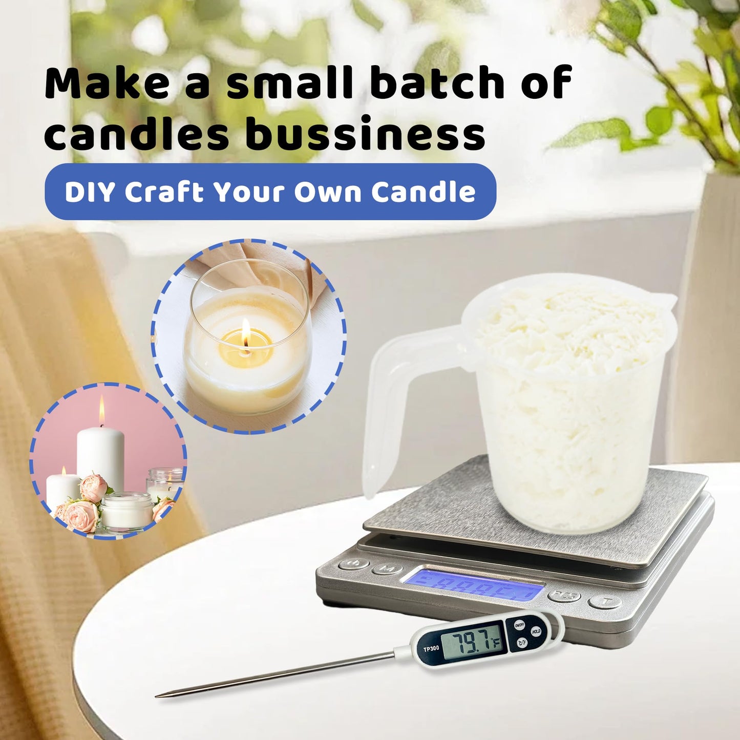 Wax Melting Pot Kit with Electric Wax Melter, Pro DIY Candle Making Supplies Kit with Digital Scale(No Battery), Heat Gun, Thermometer for Adults