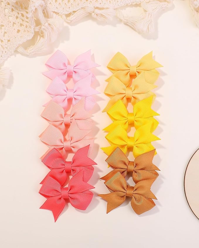 doboi 80PCS 2'' Baby Girls Fully Lined Grosgrain Boutique Solid Color Ribbon Mini Hair Bows Clips for Teens Infants Kids Toddlers Newborn Children Set of 40 Pairs