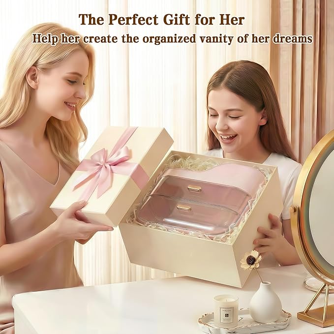 Makeup Organizer for Vanity with Large Smooth Drawers Extra Large Skincare Organizer for Bathroom Countertop and Dresser, Crystal Clear Cosmetic Storage Display Case for Beauty Products