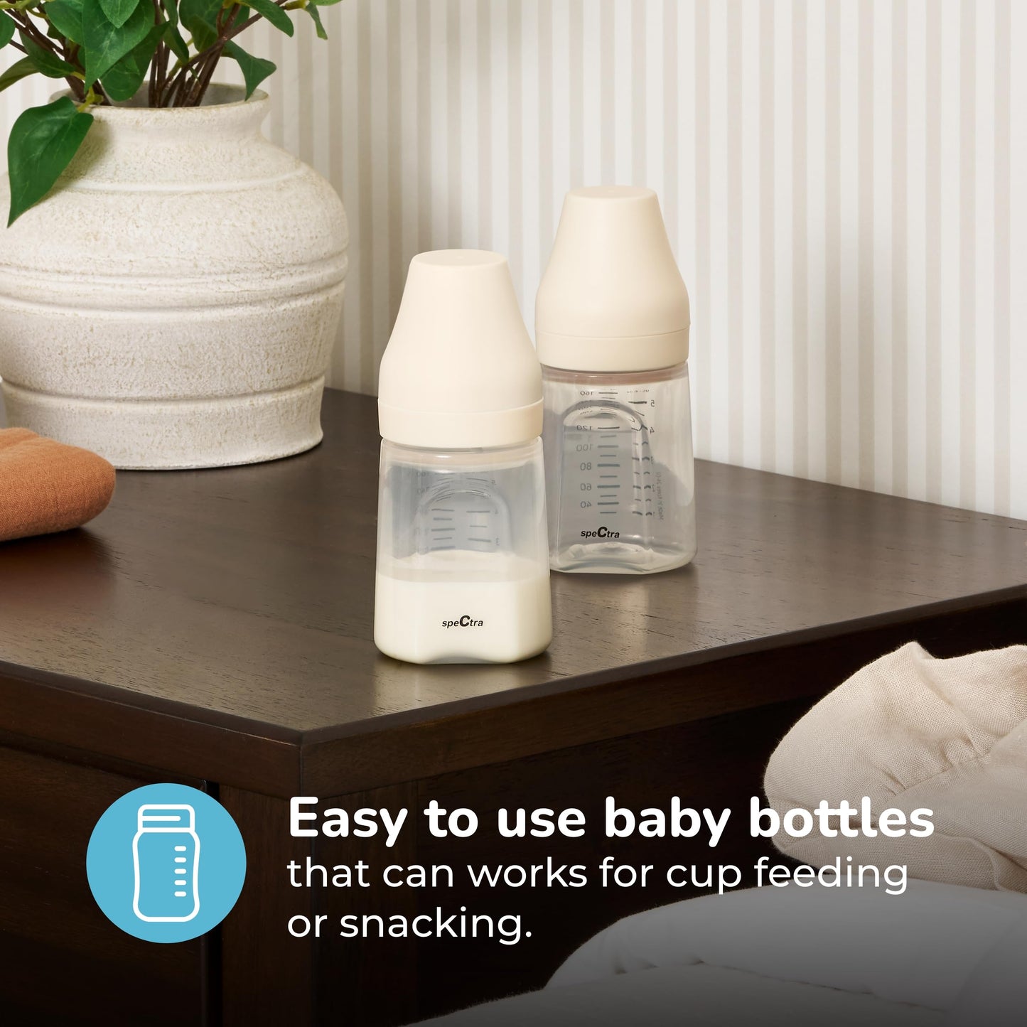 Spectra - Wide Neck Baby Bottles - Compatible with Spectra Breast Milk Pump Flanges (Pack of 2)
