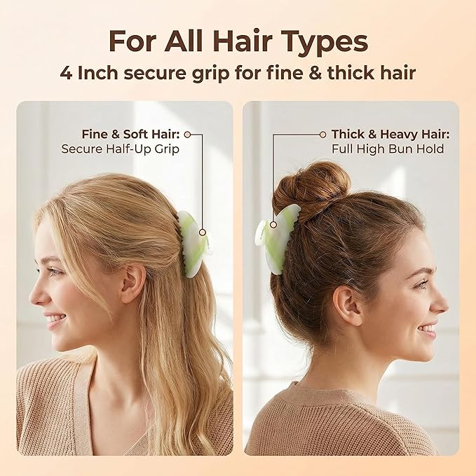 Durable Acetate Hair Clips - 4-Inch Cyan tint Claw Clips for Fine and Thick Hair (Cyan tint)