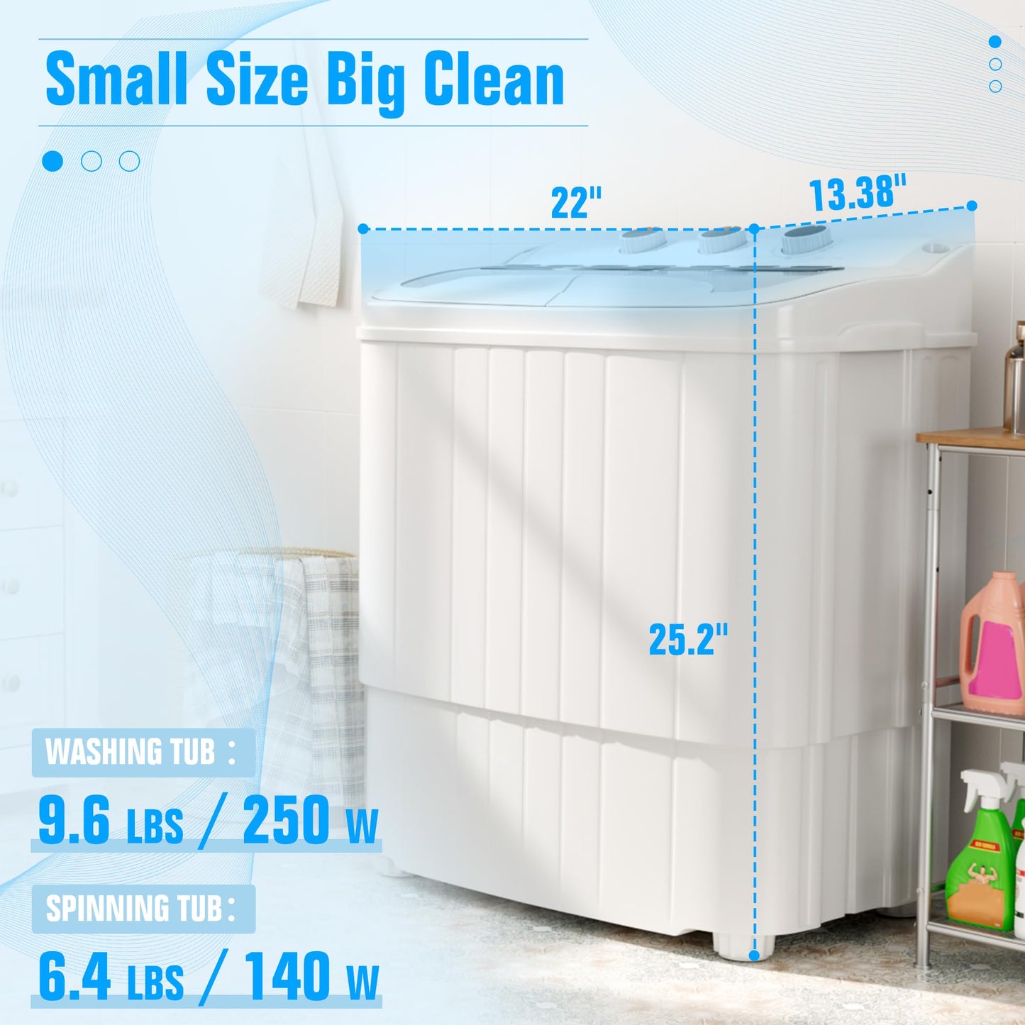 Omelaza Portable Washing Machine,18 lbs Capacity,Washer and Dryer Combo Machine for Homes & Apartments,Twin Tub Laundry Washer with Spin Cycle, GREY